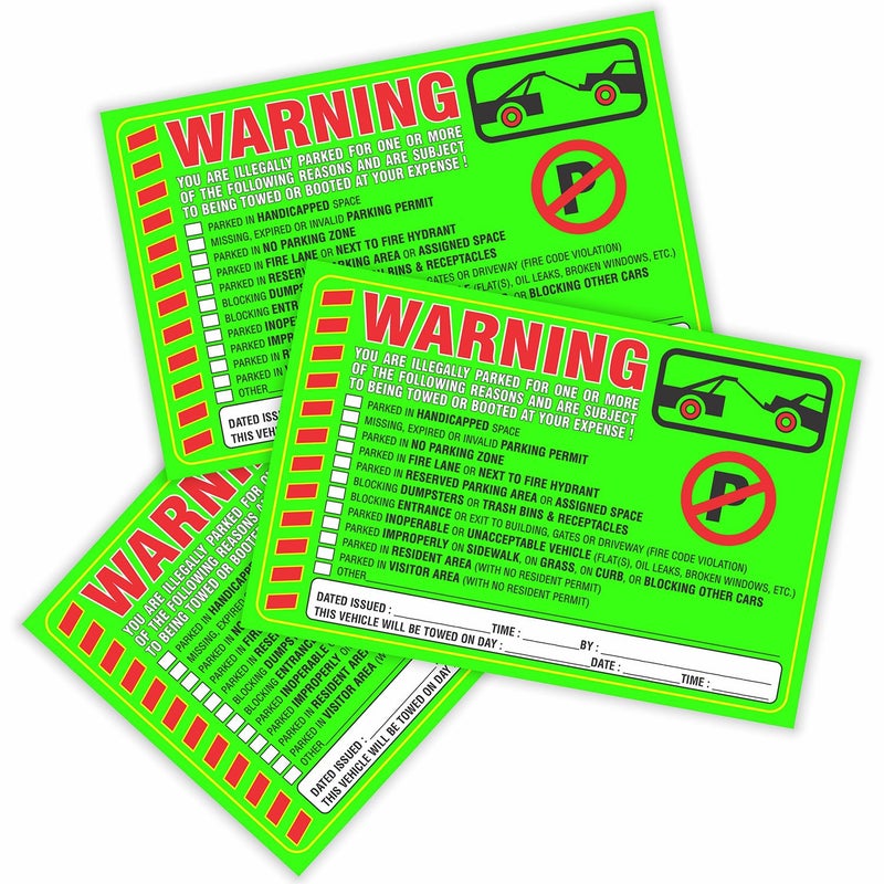 PARTH IMPEX Parking Violation Stickers Notice (Pack of 50) Tow Warning You are Illegally Parked Multi Reasons - Large Size 6" X 9" â€“ Green - Image 5